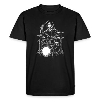 Skeleton Drummer in Hoodie - Men's Premium Organic T-Shirt - black - Front - Nico (187cm)