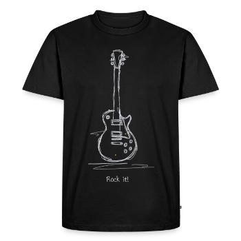 Motif du rock à la guitare craie - T-shirt Premium bio Homme - noir - Devant - Nico (187cm)