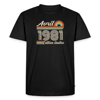  Avril 1981 anniversaire rétro 1981 April 1981 - T-shirt Premium bio Homme - noir - Devant - Nico (187cm)