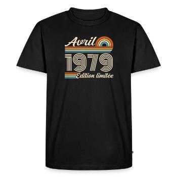  Avril 1979 anniversaire rétro 1979 April 1979 - T-shirt Premium bio Homme - noir - Devant - Nico (187cm)