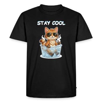Eisbad Kätzchen Cool Bleiben - Men's Premium Organic T-Shirt - black - Front - Nico (187cm)