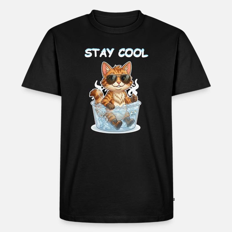 Eisbad Kätzchen Cool Bleiben - Männer Premium Bio T-Shirt - Schwarz