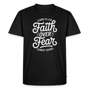 La foi avant la peur Tee de l’école du dimanche - T-shirt Premium bio Homme - noir - Devant - Nico (187cm)