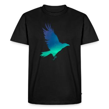 Crow in northern lights - Men's Premium Organic T-Shirt - black - Front - Nico (187cm)
