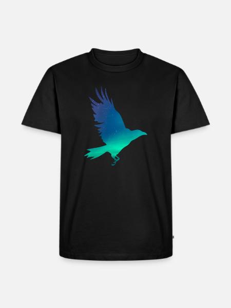 Crow in northern lights - Men's Premium Organic T-Shirt - black