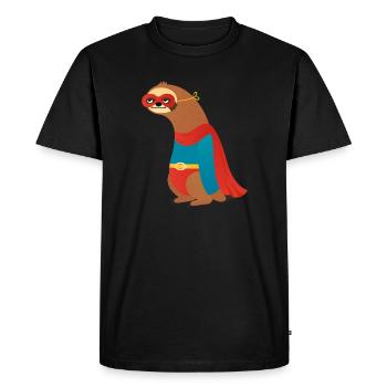 Sloth Lazy Superhero - Men's Premium Organic T-Shirt - black - Front - Nico (187cm)
