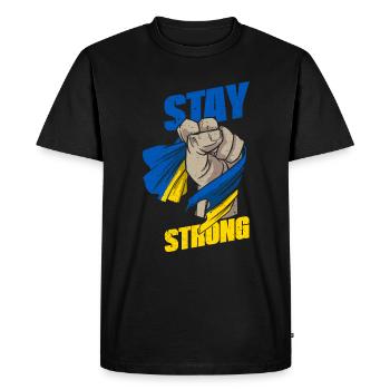 Stay strong Ukraine flag Ukrajina - Men's Premium Organic T-Shirt - black - Front - Nico (187cm)