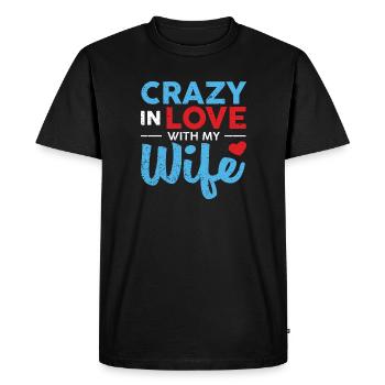 Galen i kärlek med min fru - Ekologisk premium-T-shirt herr - svart - Fram - Nico (187cm)