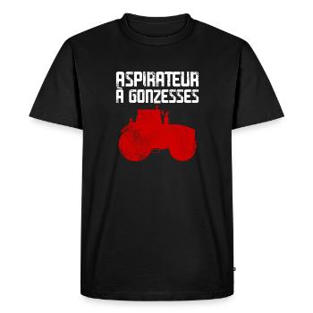 Tracteur - Aspirateur à Gonzesses - T-shirt Premium bio Homme - noir - Devant - Nico (187cm)