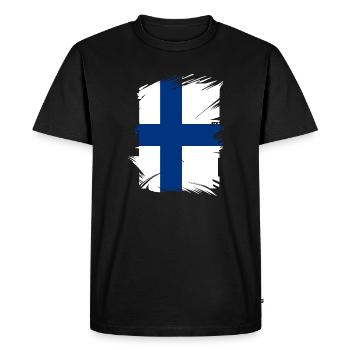 Finland Flag Suomi Finnish Flag Used Look - Men's Premium Organic T-Shirt - black - Front - Nico (187cm)