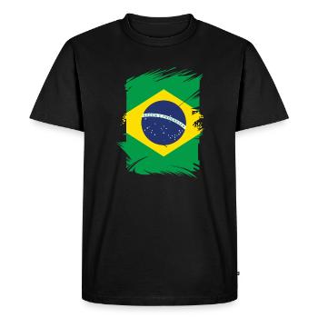 Drapeau du Brésil Drapeau brésilien Amérique du Sud - T-shirt Premium bio Homme - noir - Devant - Nico (187cm)