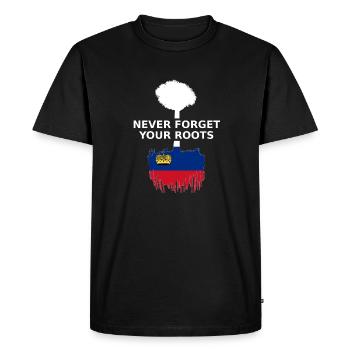 Drapeau du Liechtenstein N’oubliez jamais vos racines - T-shirt Premium bio Homme - noir - Devant - Nico (187cm)
