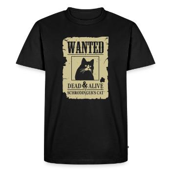Funny Cat, Wanted Dead And Alive Schrodinger Cat - T-shirt Premium bio Homme - noir - Devant - Nico (187cm)