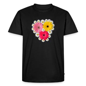 Gerbera fleur marguerites motif floral - T-shirt Premium bio Homme - noir - Devant - Nico (187cm)