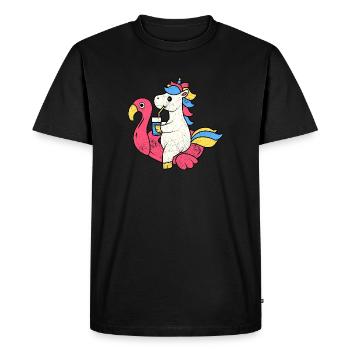 FLAMINGO UNICORN UNICORN PONY RAINBOW MOTIFS - Men's Premium Organic T-Shirt - black - Front - Nico (187cm)