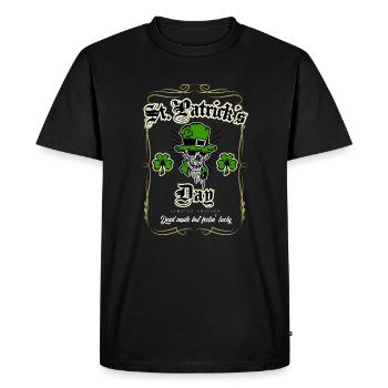 St Patrick Day Dead Inside but fellin'lucky - Men's Premium Organic T-Shirt - black - Front - Nico (187cm)