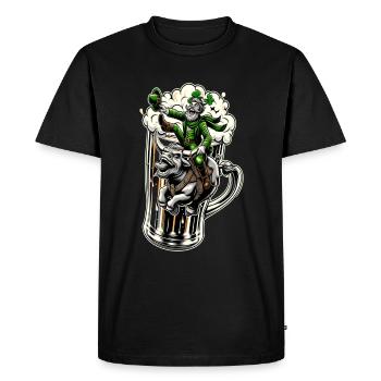 Riding Leprechaun (Irish Leprechaun) - Men's Premium Organic T-Shirt - black - Front - Nico (187cm)