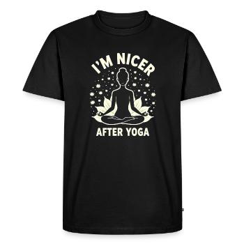 Yoga Amusant - Méditation & Chakra - T-shirt Premium bio Homme - noir - Devant - Nico (187cm)