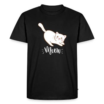 Mignon Kawaii drôle de chat disant miaulement - T-shirt Premium bio Homme - noir - Devant - Nico (187cm)