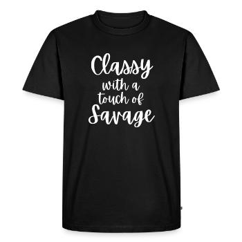 Classy With A Touch Of Savage - Men's Premium Organic T-Shirt - black - Front - Nico (187cm)