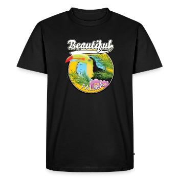 Magnifique logo de voyage Palma Toucan - T-shirt Premium bio Homme - noir - Devant - Nico (187cm)