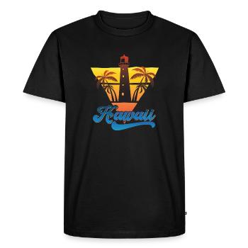 Conception de la plage du phare d’Hawaï - T-shirt Premium bio Homme - noir - Devant - Nico (187cm)