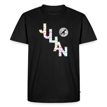 JULIAN - Beau prénom de garçon avec dinosaure - T-shirt Premium bio Homme - noir - Devant - Nico (187cm)