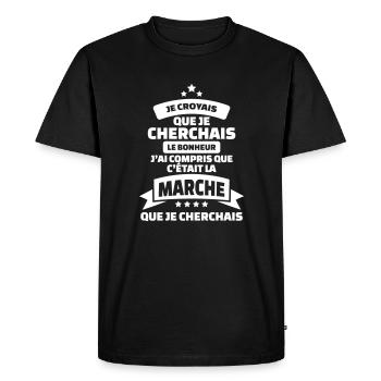 tshirt marche humour c'est la marche que cherchais - T-shirt Premium bio Homme - noir - Devant - Nico (187cm)