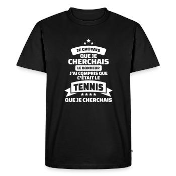 Tshirt tennis humour c'est le tennis que cherchais - T-shirt Premium bio Homme - noir - Devant - Nico (187cm)