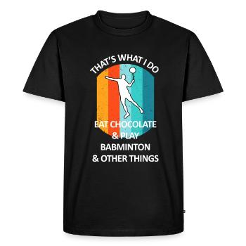 Badminton Badminton Badminton Player Chocolate - Men's Premium Organic T-Shirt - black - Front - Nico (187cm)