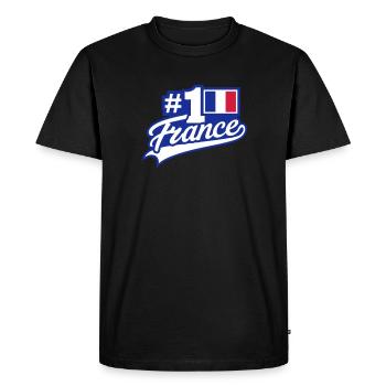 N°1 France (lettrage) - T-shirt Premium bio Homme - noir - Devant - Nico (187cm)