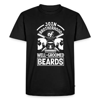 Rejoignez la confrérie des barbes soignées Barbe - T-shirt Premium bio Homme - noir - Devant - Nico (187cm)