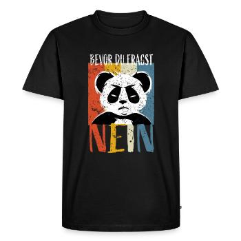 Avant de demander non – Dire un cadeau de panda maléfique - T-shirt Premium bio Homme - noir - Devant - Nico (187cm)