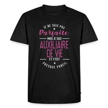 auxiliaire de vie je suis pas parfaite métier - T-shirt Premium bio Homme - noir - Devant - Nico (187cm)