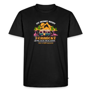 Camping holiday camper humor crazy caravan - Men's Premium Organic T-Shirt - black - Front - Nico (187cm)