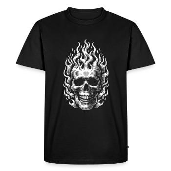 Crâne avec des flammes Crâne brûlant - T-shirt Premium bio Homme - noir - Devant - Nico (187cm)