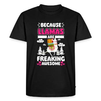 Lama Laine animale de ferme - T-shirt Premium bio Homme - noir - Devant - Nico (187cm)
