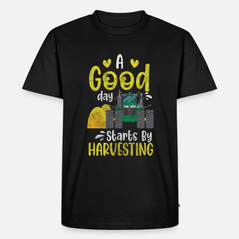 Ernte Feldarbeiter Acker - Männer Premium Bio T-Shirt - Schwarz