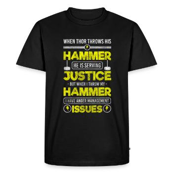 Odin, Nordmann, Tonnerre, Celtique - T-shirt Premium bio Homme - noir - Devant - Nico (187cm)