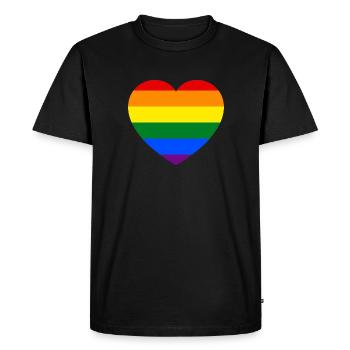 Gay Pride Heart Flag - Men's Premium Organic T-Shirt - black - Front - Nico (187cm)