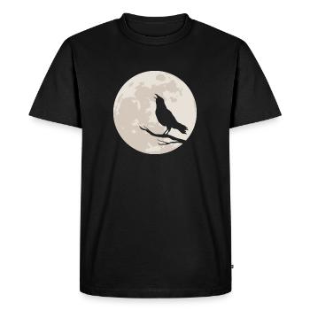 Krähe Silhouette vor Vollmond - Männer Premium Bio T-Shirt - Schwarz - Vorne - Nico (187cm)