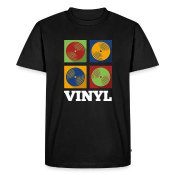 vinyle rétro disques flat design old school - T-shirt Premium bio Homme - noir - Devant - Nico (187cm)