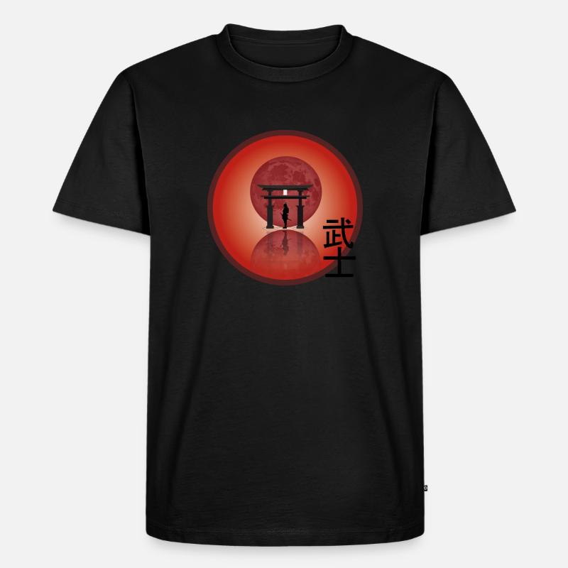 Samurai Red Moon - Sunset Samurai Design - T-shirt Premium bio Homme - noir