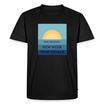 NEW MONDAY NEW WEEK NEW GOALS - T-shirt Premium bio Homme - noir - Devant - Nico (187cm)