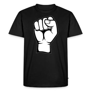 Fist Hand Symbol White PNG - Men's Premium Organic T-Shirt - black - Front - Nico (187cm)