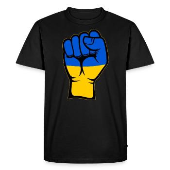 Ukraine Flag Fist Hand Symbol - Men's Premium Organic T-Shirt - black - Front - Nico (187cm)