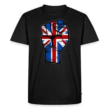 British flag fist hand symbol used - Men's Premium Organic T-Shirt - black - Front - Nico (187cm)
