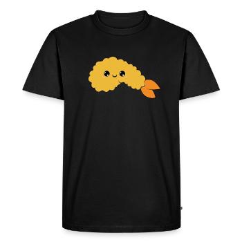 cute smiling fried shrimp, douces frites crevettes - T-shirt Premium bio Homme - noir - Devant - Nico (187cm)