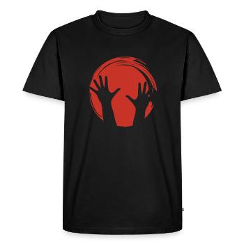 Hands Silhouette Red Circle - Men's Premium Organic T-Shirt - black - Front - Nico (187cm)