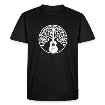 Ukulele tree Mandala white - Men's Premium Organic T-Shirt - black - Front - Nico (187cm)